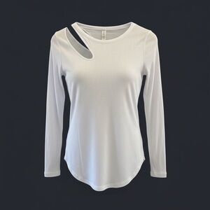 ALO Yoga White Asymmetrical Long Sleeve Top